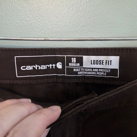 Carhartt Women's Rugged Flex Loose Fit Canvas Work Pant Dark Brown 16 Regular - Picture 4 of 9